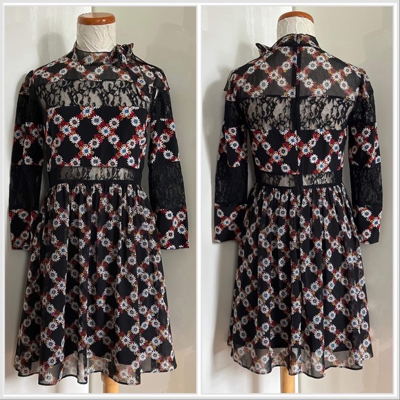 Sandro Paris Retox Silk Blend Daisy Print Dress sz 2 Medium - Picture 2 of 14